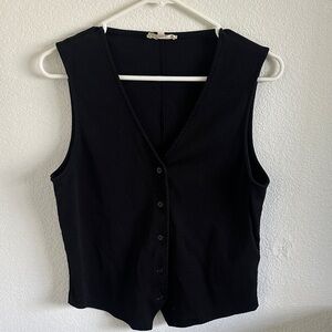 Black Button-Up Vest-like Top